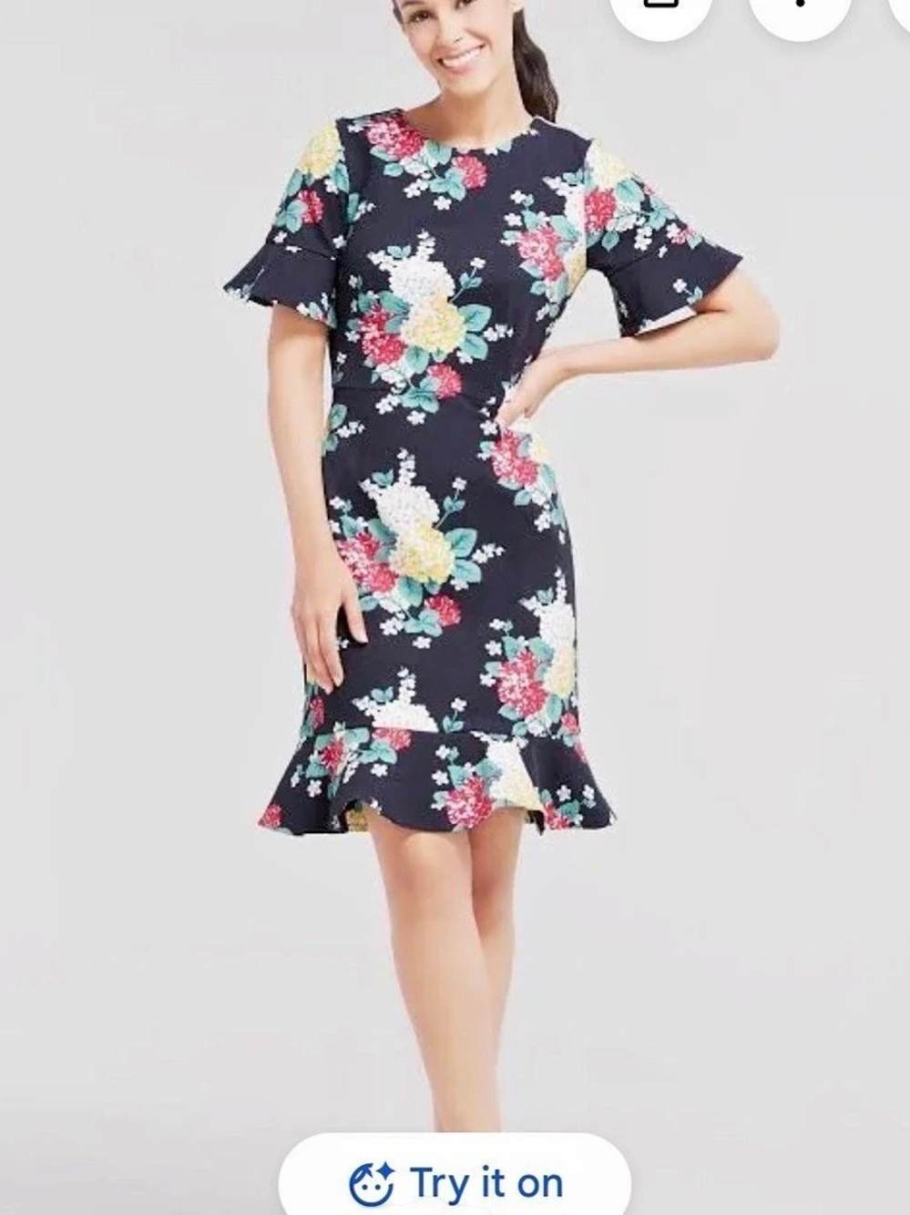 Draper James Floral Midi Dress in Black Size Large Like New
